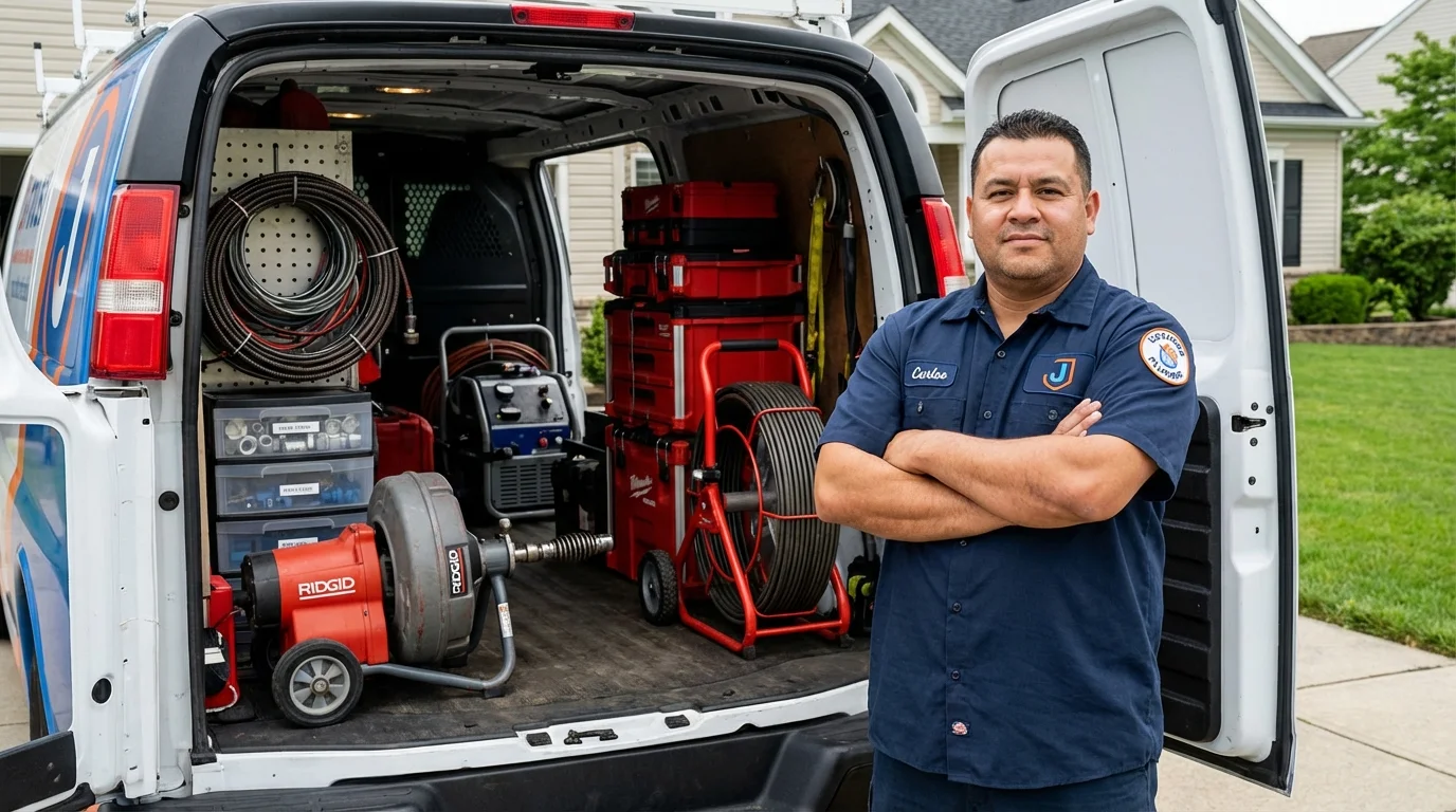 Professional drain cleaning equipment and Johns Plumbing LLC plumber in Carencro